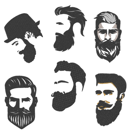 Mustache and Beard Machine Embroidery Design Bundle for Men