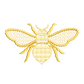 This is an image of a machine embroidery design featuring a golden bee with filigree detail in the wings and body. This design is perfect for embroidery on t-shirts and denim.