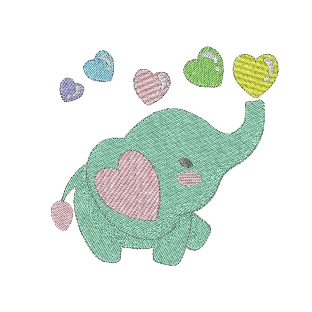 This is an image of a baby elephant machine embroidery design. This is a free design for you to test out on your embroidery machine.