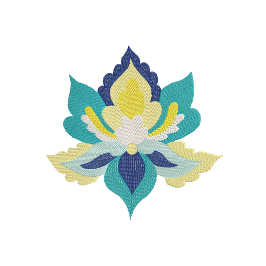 Blue and Yellow Orchid Machine Embroidery Design