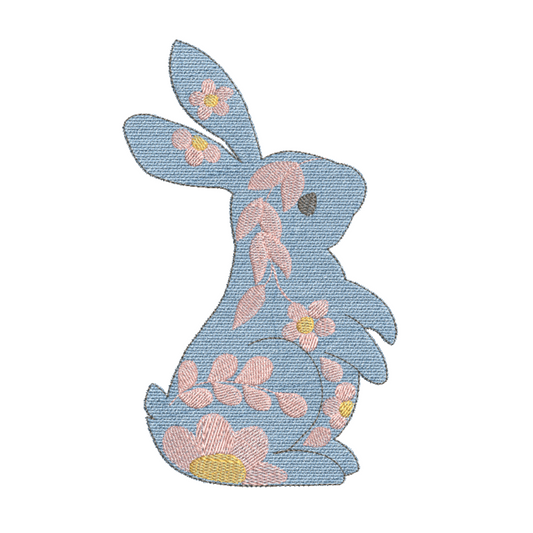 Flower Bunny Machine Embroidery Design