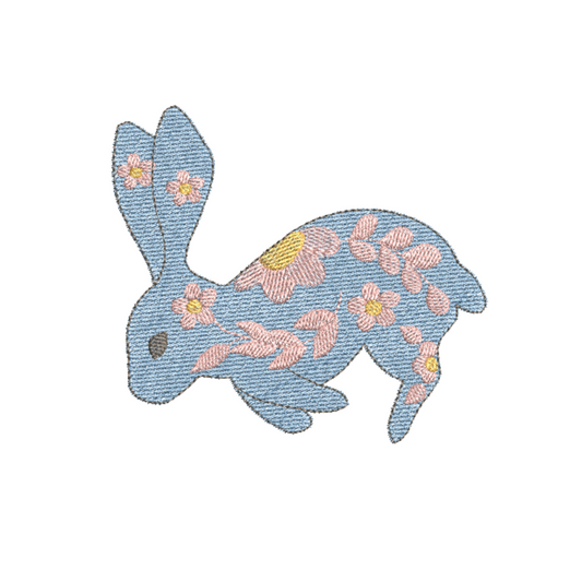 Flower Bunny Machine Embroidery Design