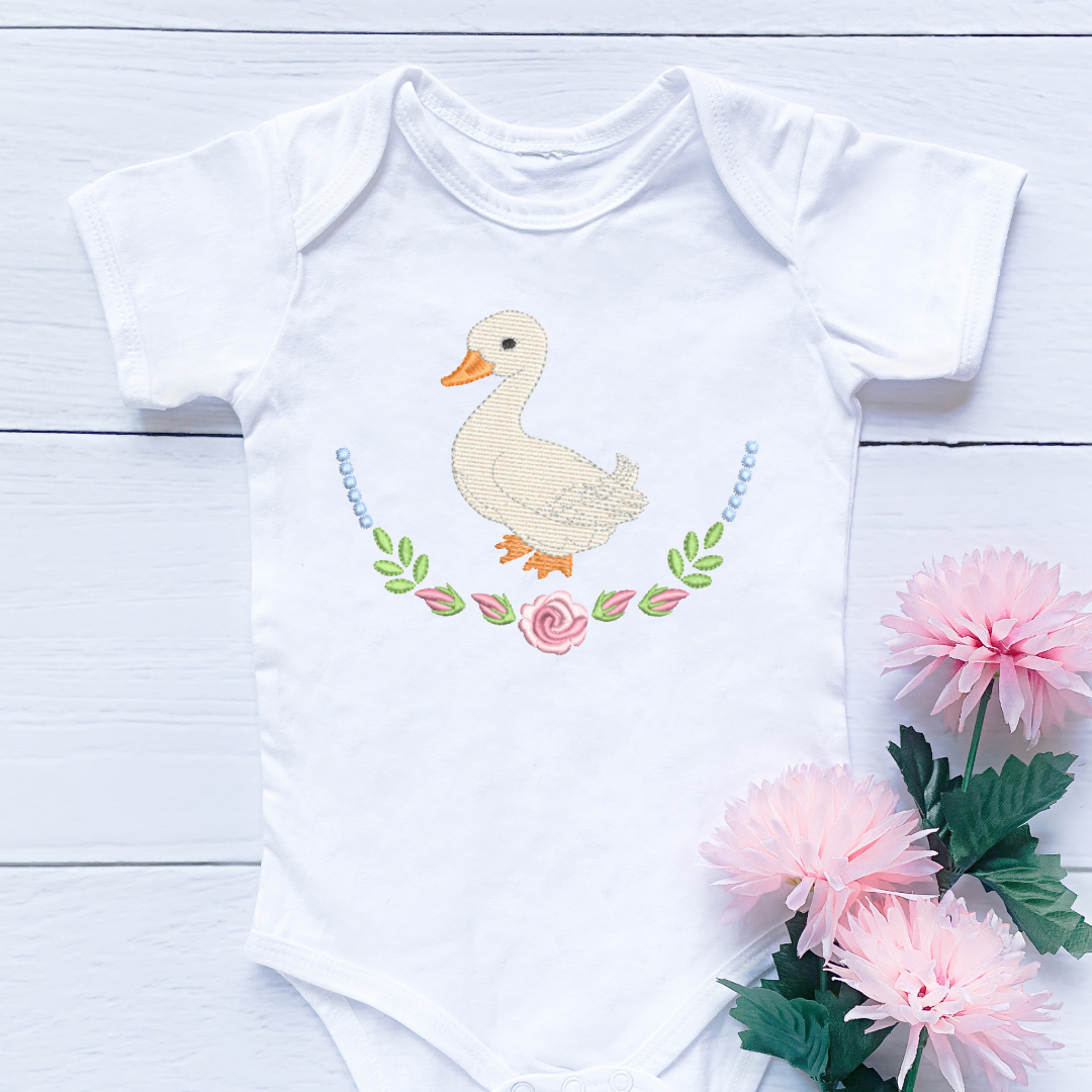 Goose with Rose Border Machine Embroidery Design