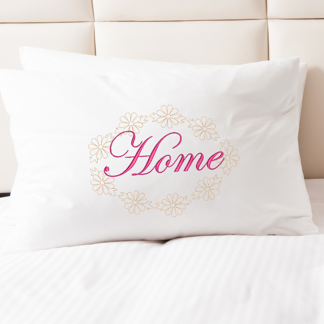 Home Sign with Flower Frame Machine Embroidery Design