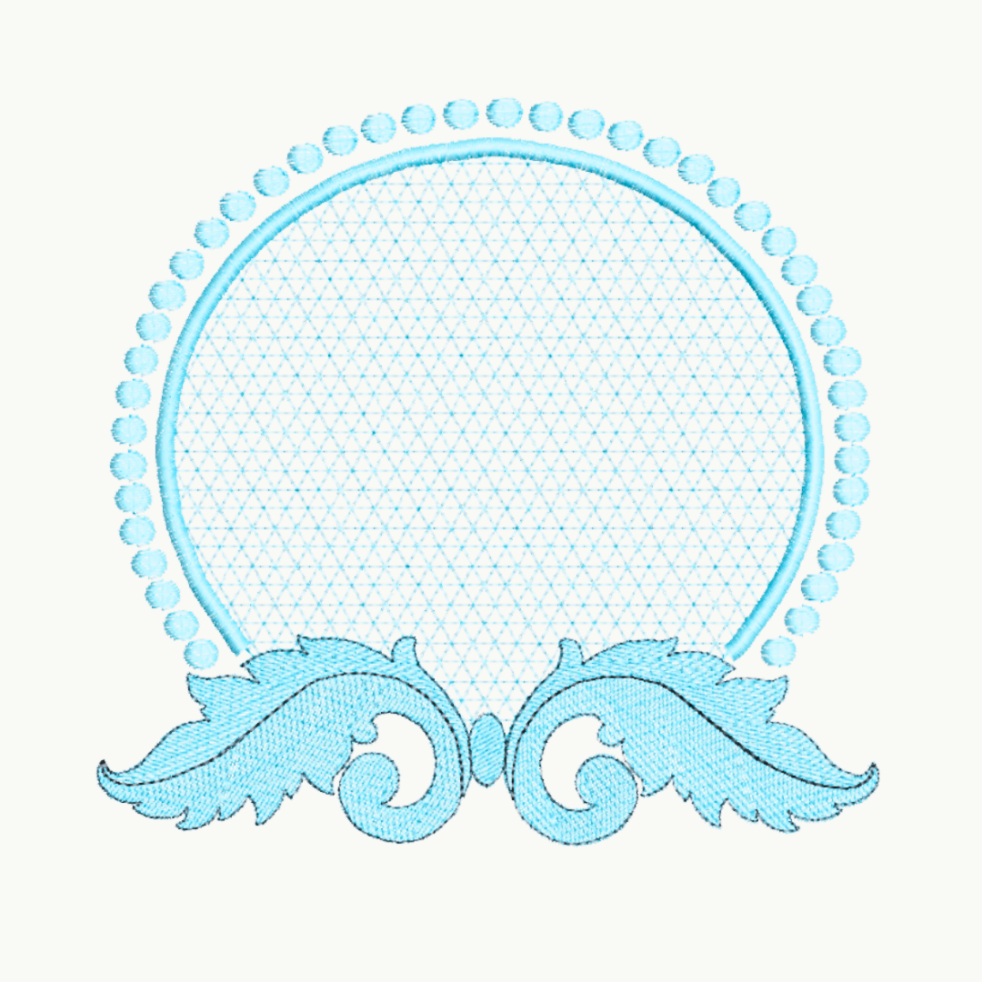 Leaf Scroll Monogram Frame Machine Embroidery Design