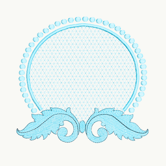 Leaf Scroll Monogram Frame Machine Embroidery Design