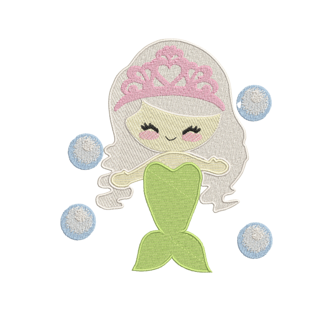 Mermaid Girl Machine Embroidery Design