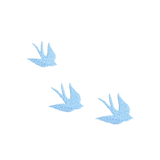 Miniature Blue Swallows Machine Embroidery Design