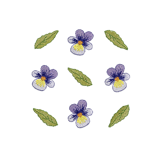 Pansies and Leaves Machine Embroidery Design