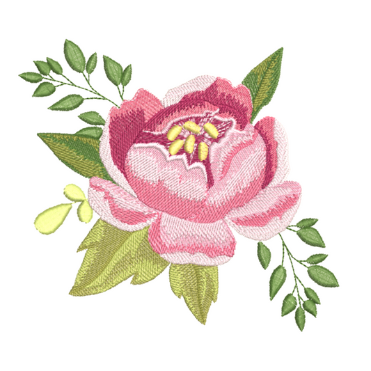 Pink Peony Machine Embroidery Design