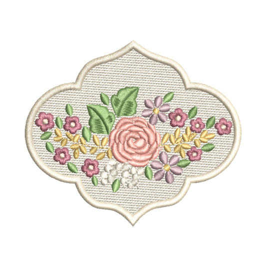 Rose Bouquet in Monogram Frame Machine Embroidery Design