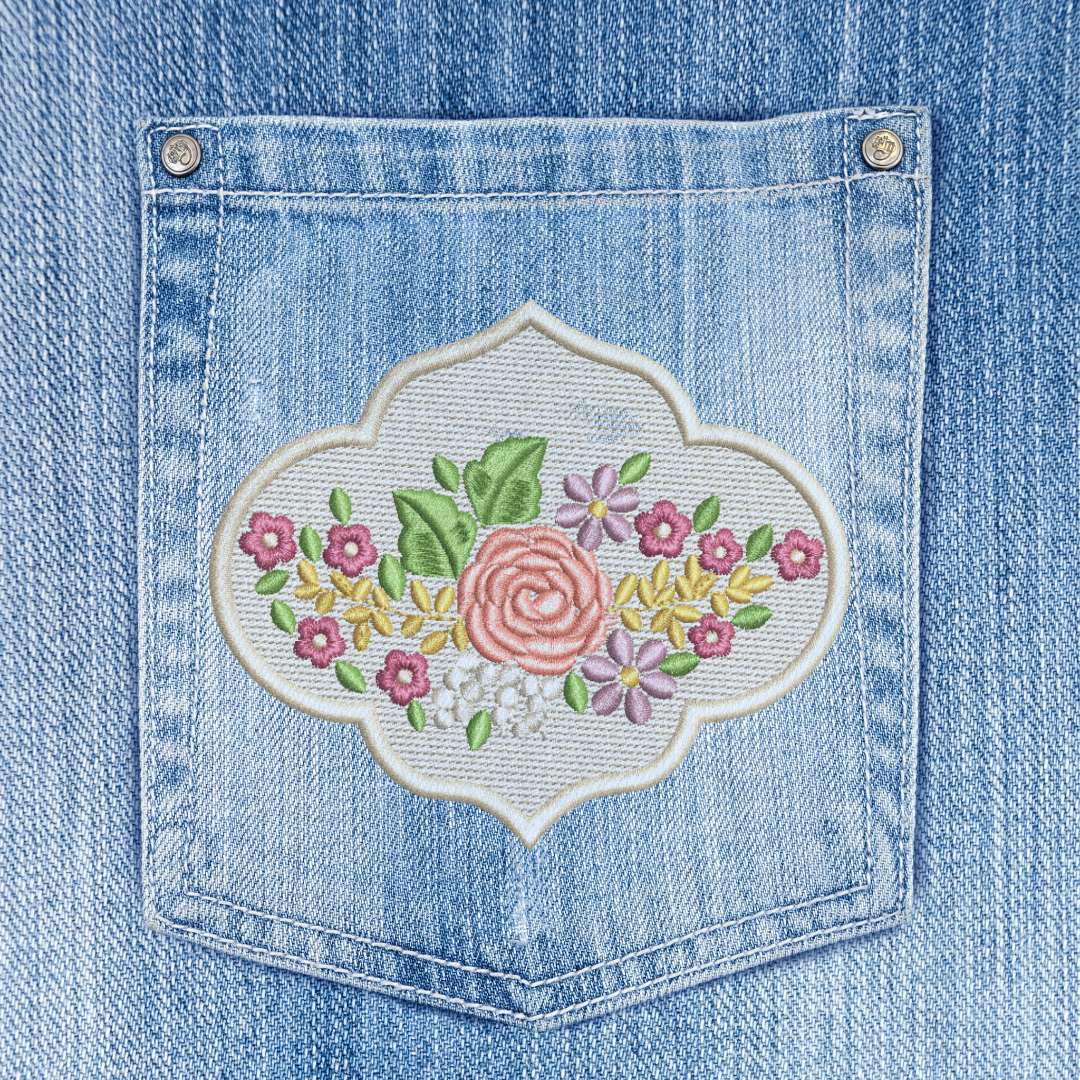 Rose Bouquet in Monogram Frame Machine Embroidery Design