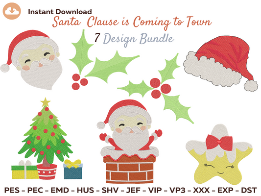 Santa Clause 7 Design Bundle - Machine Embroidery Design