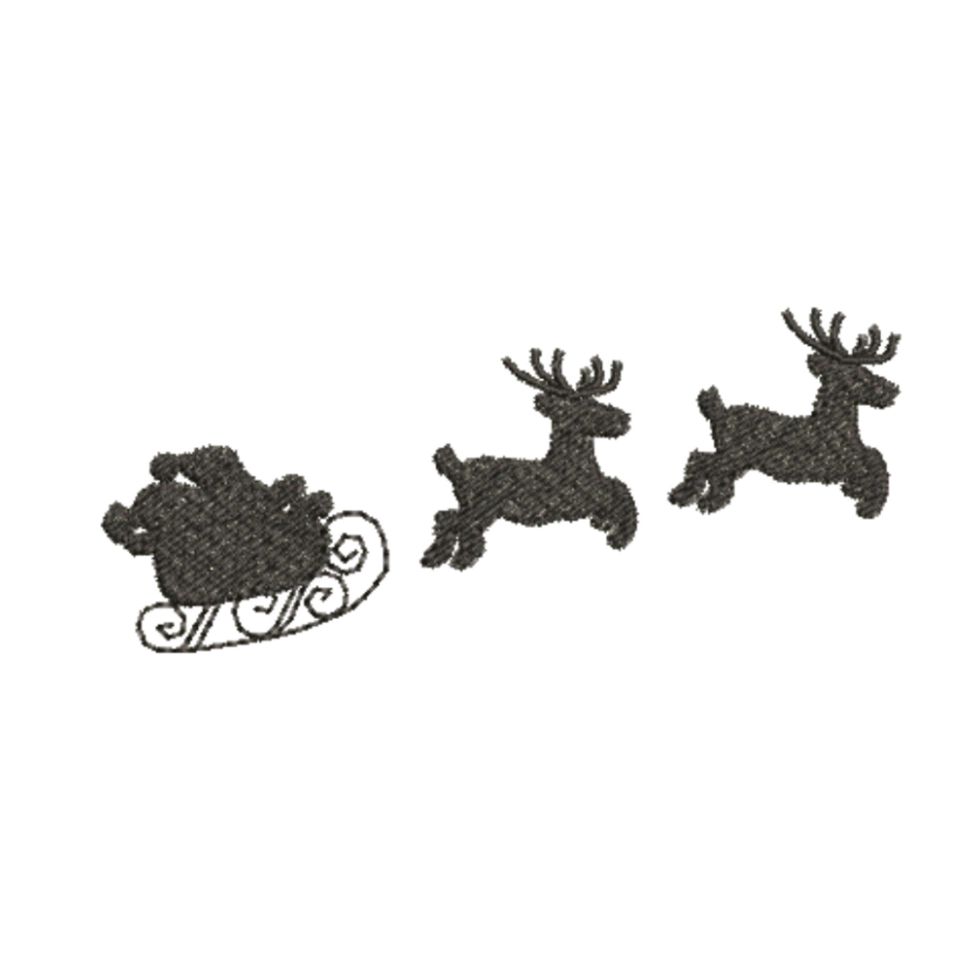 Miniature Santa and Sleigh Machine Embroidery Design