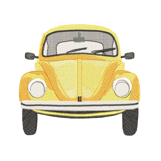 This is an image of a machine embroidery design featuring a vintage yellow car. This car is perfect for embroidery on clothes and accessories for men and boys.