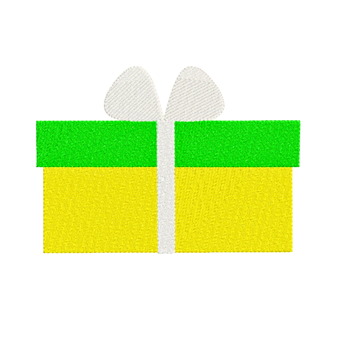 Yellow and Green Gift Box with White Bow